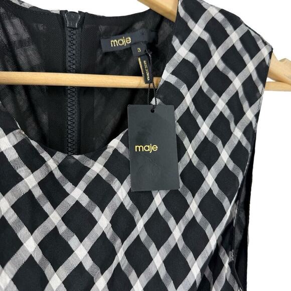 NEW Maje Reine Plaid Dress Sz 3/L - Picture 5 of 10